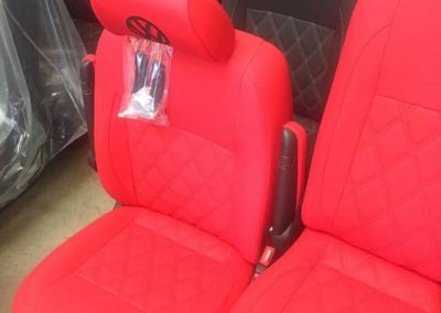 camper gallery CAMPER GALLERY vw campervan single cab seats twin Bentley stitching red 400x284